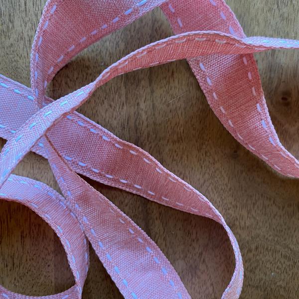 Galon point sellier 25 mm rose poudré