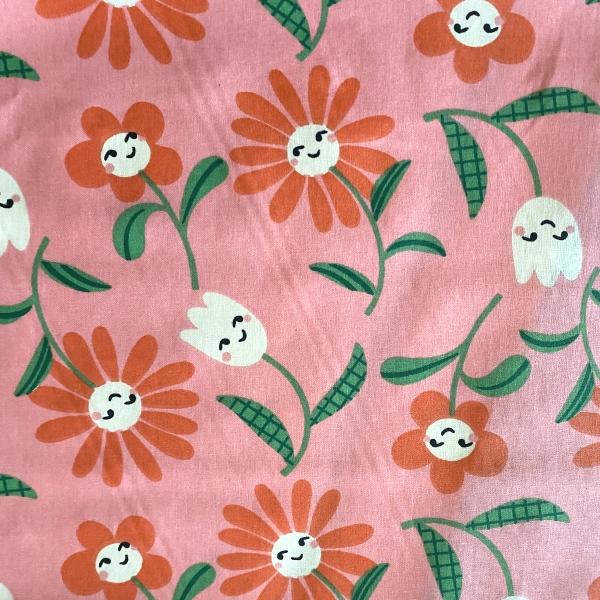 Coton enduit tulipes et marguerites