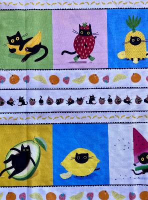Tissu Chats et fruits