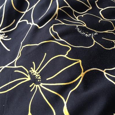 Roses on black jersey fabric