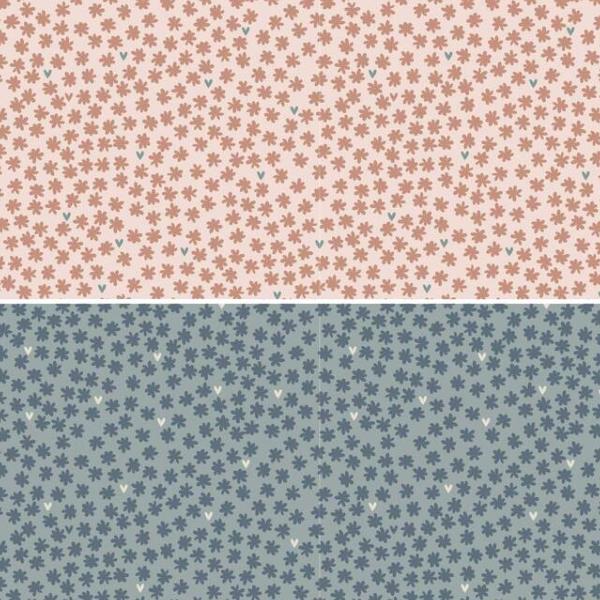 Tissu heartstrings buttons in pink and teal