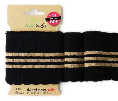 Bord-côte Cuff Me noir rayures lurex doré