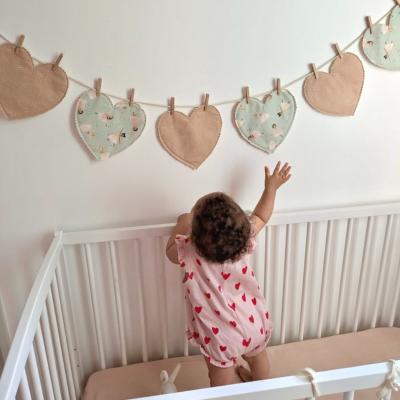 Guirlande coeurs en tissu