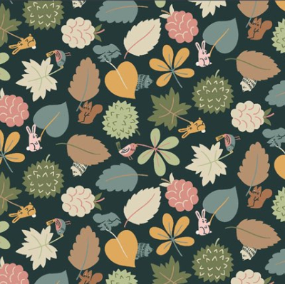 Fawned of you, berries and leaves fabric