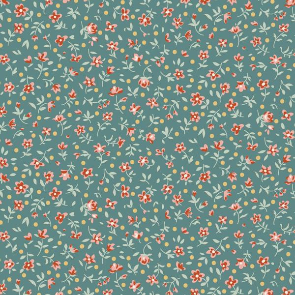 Tissu Tilda Village Life mae teal