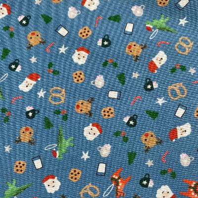 Tissu petits personnages de Noël
