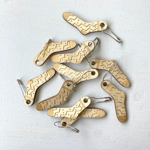 Marqueurs de mailles en bois - Chaussettes