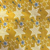Jersey coton bio étoiles fond moutarde /Reste 30 cm