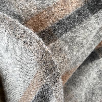 Mélange laine/polyester écossais - Gris beige