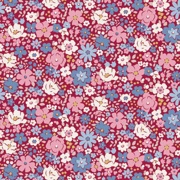 Tissu Tilda Village Life Esther burgundy