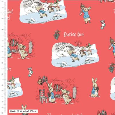 Tissu Peter Rabbit - Red christmas