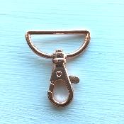 Mousqueton acier doré rose, 30 mm