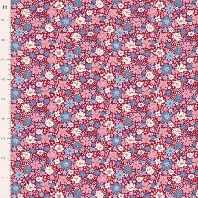 Tissu Tilda Village Life Esther burgundy
