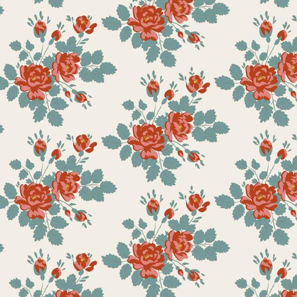  Tissu Tilda Village Life myrtle teal