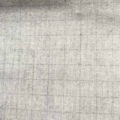 Lainage gris clair fins carreaux gris foncé/ Reste 55 cm x 150 cm