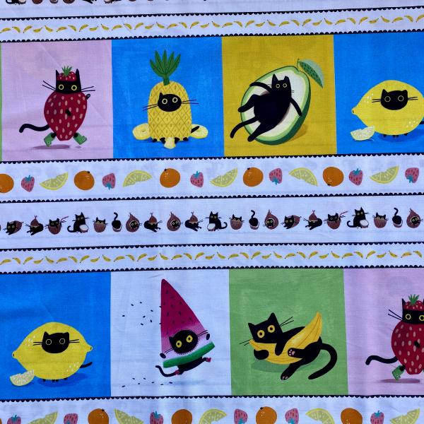 Tissu Chats et fruits