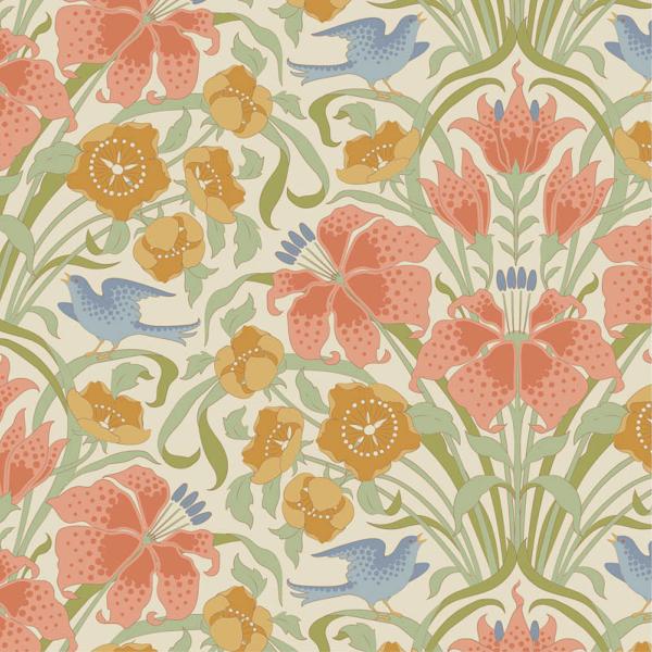 Tissu Tilda songbird coral