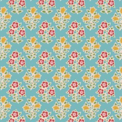 Tissu farm flowers teal - Collection Jubilee