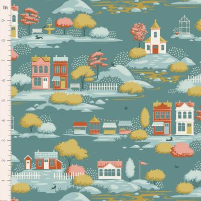Tissu Tilda Village Life village teal