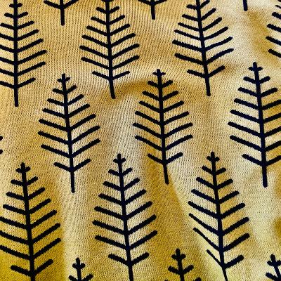 Tissu jersey jacquard botanical trail moutarde