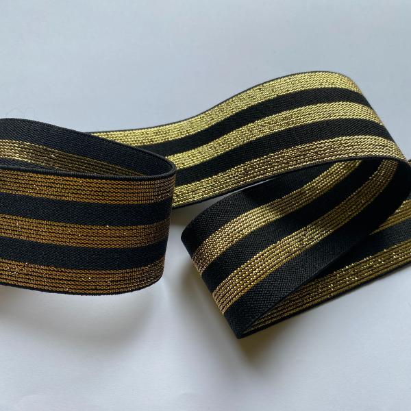 Elastique lurex noir/or 