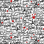 Tissu Coll. Paris - textes fond blanc