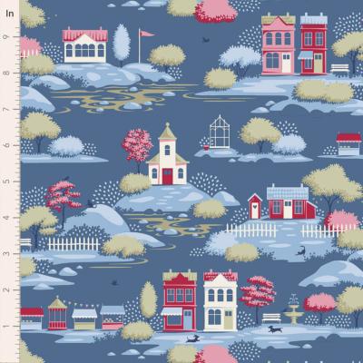 Tissu Tilda Village Life village blue