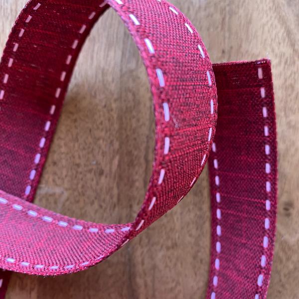 Galon point sellier 25 mm bordeaux
