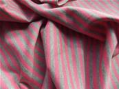 Tissu jersey rayé rose et gris