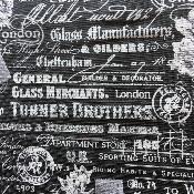 Tissu coll Londres - textes anthracite