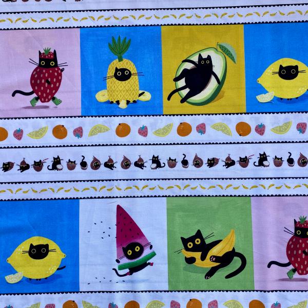 Tissu Chats et fruits
