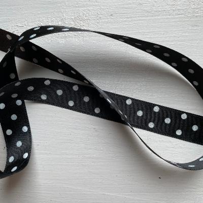 Ruban satin réversible à pois noir