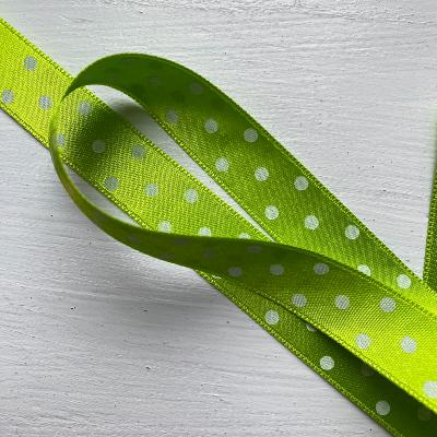 Ruban satin réversible à pois vert