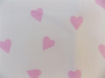 Tissu coeurs roses sur fond blanc / Reste 30 cm