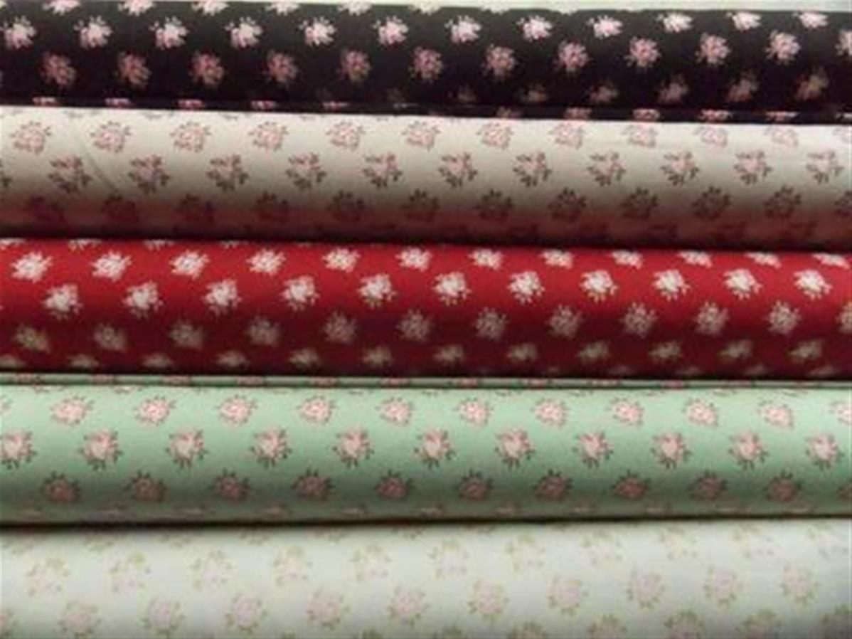 Tissu Vintage Petites Roses Orangées - 2 M X 1 M - Coton - Neuf - Pour Couture Poupées
