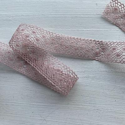 2 cm Pink in-between embroidered tulle lace
