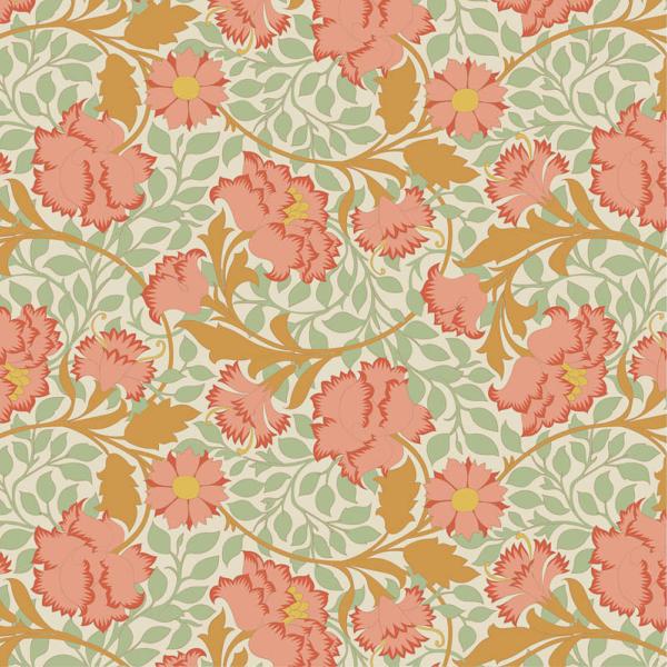 Tissu Tilda songbird flora coral