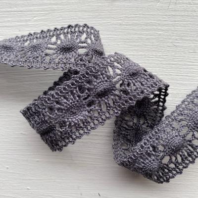 Dentelle coton entre-deux anthracite