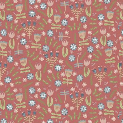 Tissu heartstrings tulipes et paquerettes
