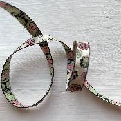 Ruban tissé roses vertes et roses