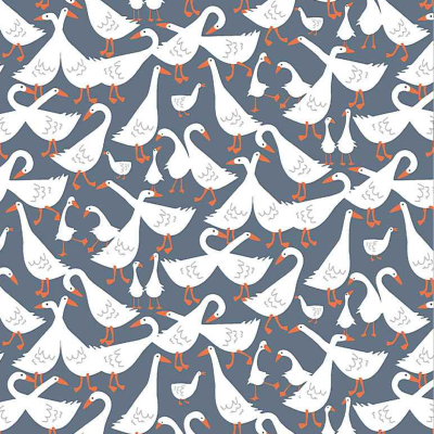 Geese fabric on a blue background