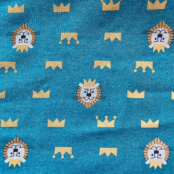 Tissu sweatshirt douillet lion bleu