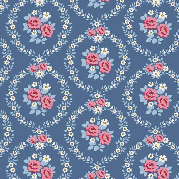 Tissu Tilda Village Life mable blue