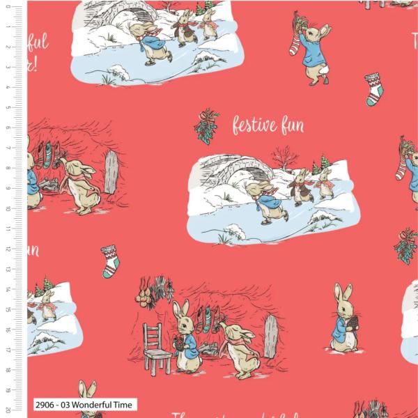 Tissu Peter Rabbit - Red christmas