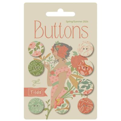 Boutons Tilda Songbird 16mm x 8pcs coral/green/ pr�commande
