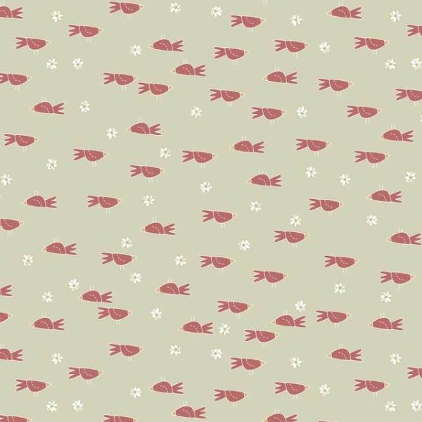 Tissu heartstrings oiseaux rouges