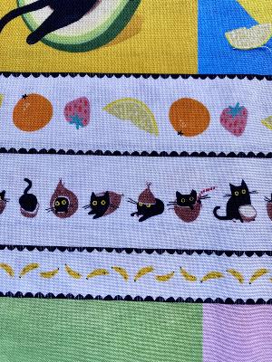 Tissu Chats et fruits